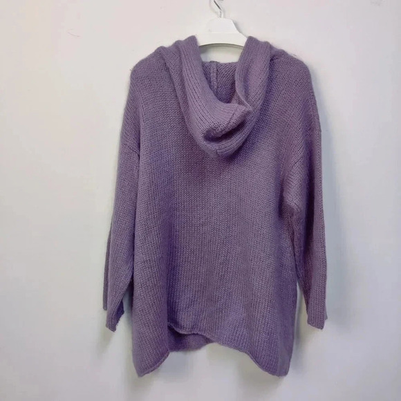 soft surrounding lavender mohair wool hooded cardigan sweater large - Picture 8 of 10